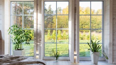 Bright room with large windows