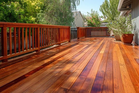 Sunlit redwood deck