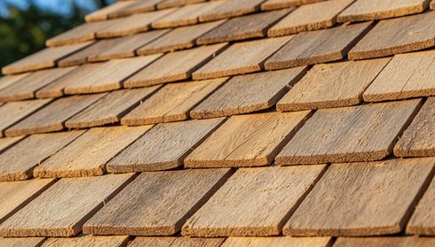 Cedar shake roof close-up