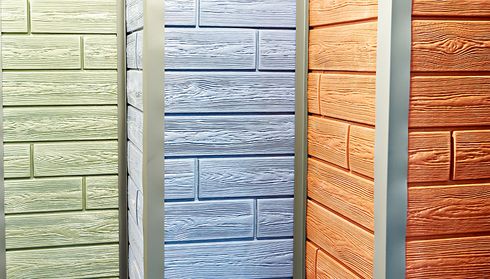 Colorful fiber-cement siding samples