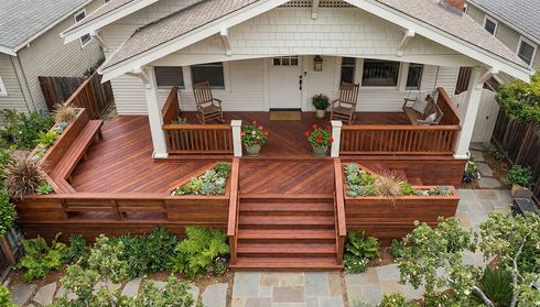 Redwood deck with stairs
