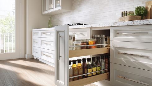 Kitchen with white cabinets and deep pull‑out storage