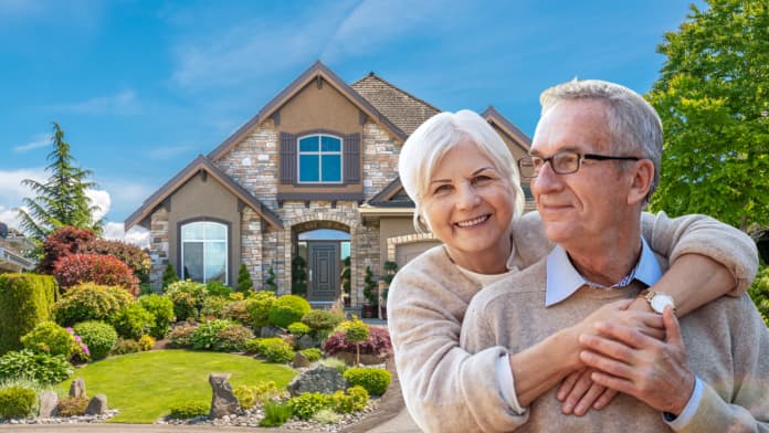 woman and man near a house